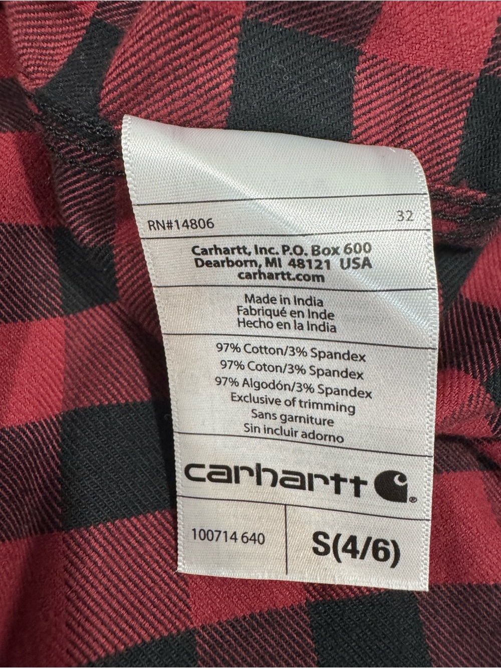 Carhartt Women’s Red Black Buffalo Plaid Flannel Button Front Shirt Size Small - Picture 8 of 11